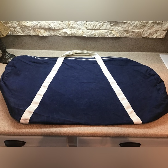 VINTAGE Athletic Bag Company “BRENTWOOD FOOTBALL” Canvas Duffel Bag Navy & White - Picture 6 of 16